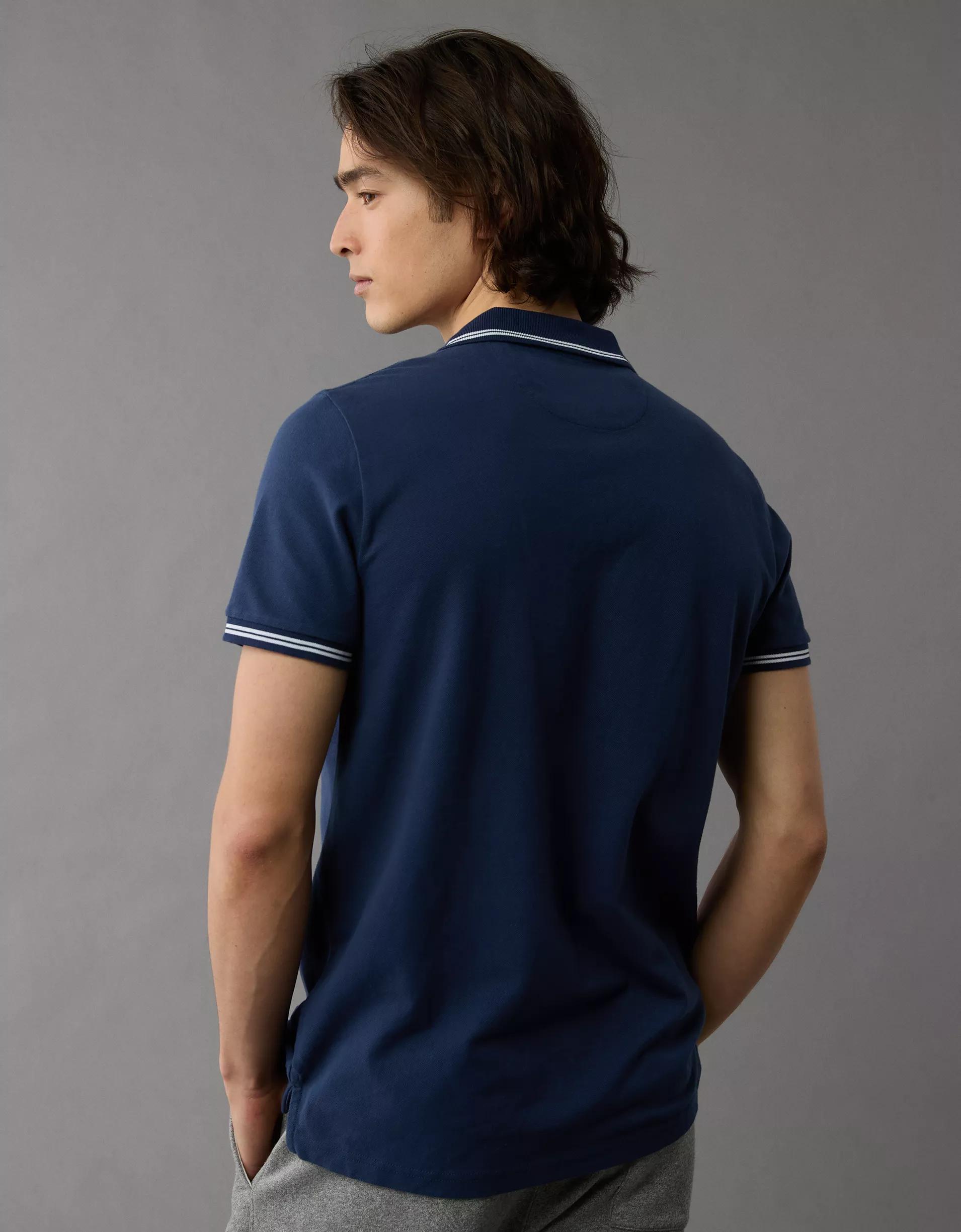 AE Lived-In Stretch Pique Slim Fit Tipped Polo Shirt Product Image