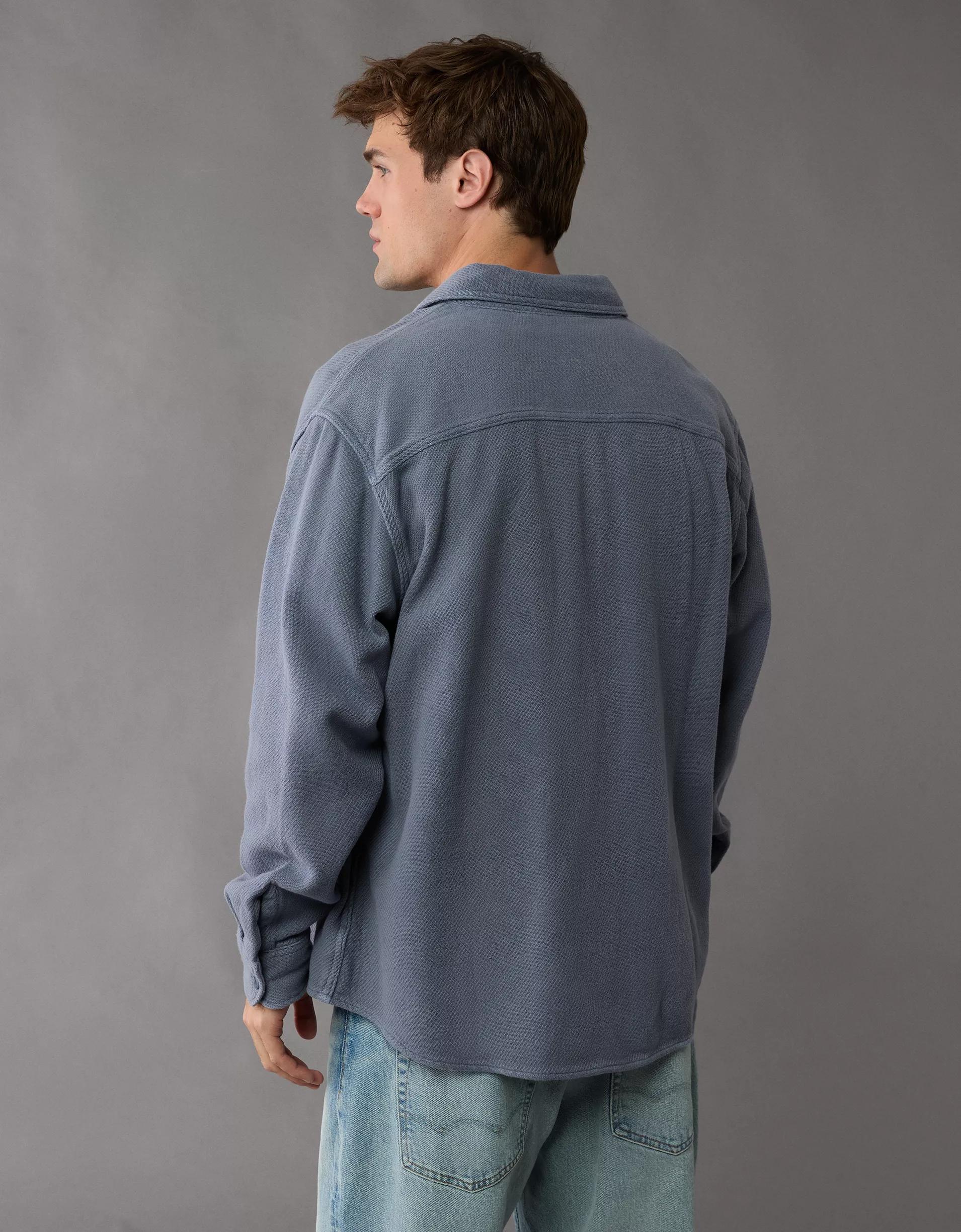 AE Textured Solid Flannel Shirt Product Image