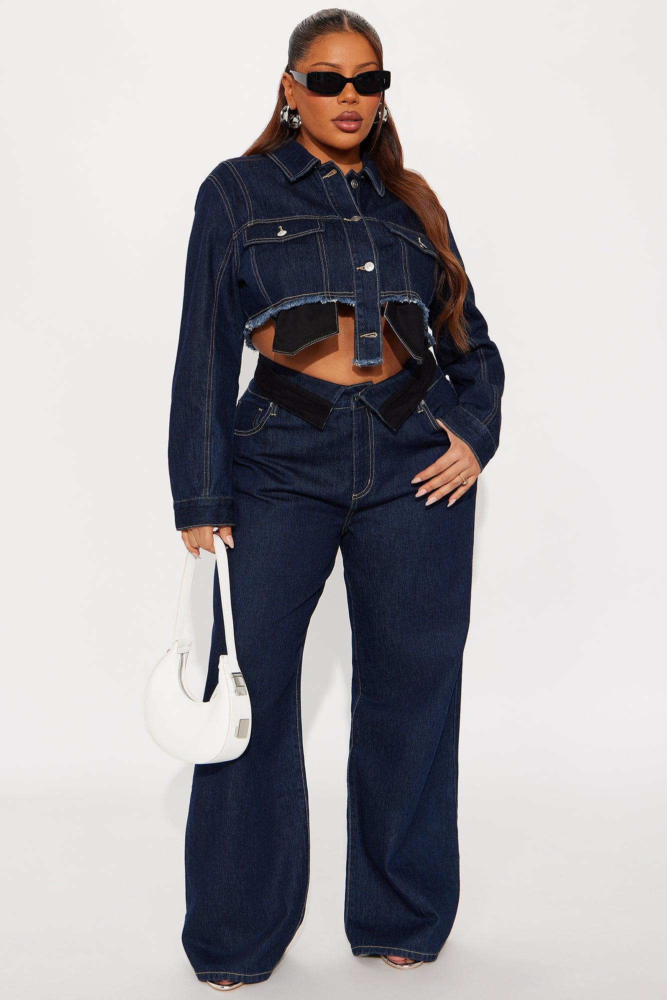 Nori Denim Washed Pant Set - Dark Denim Female Product Image