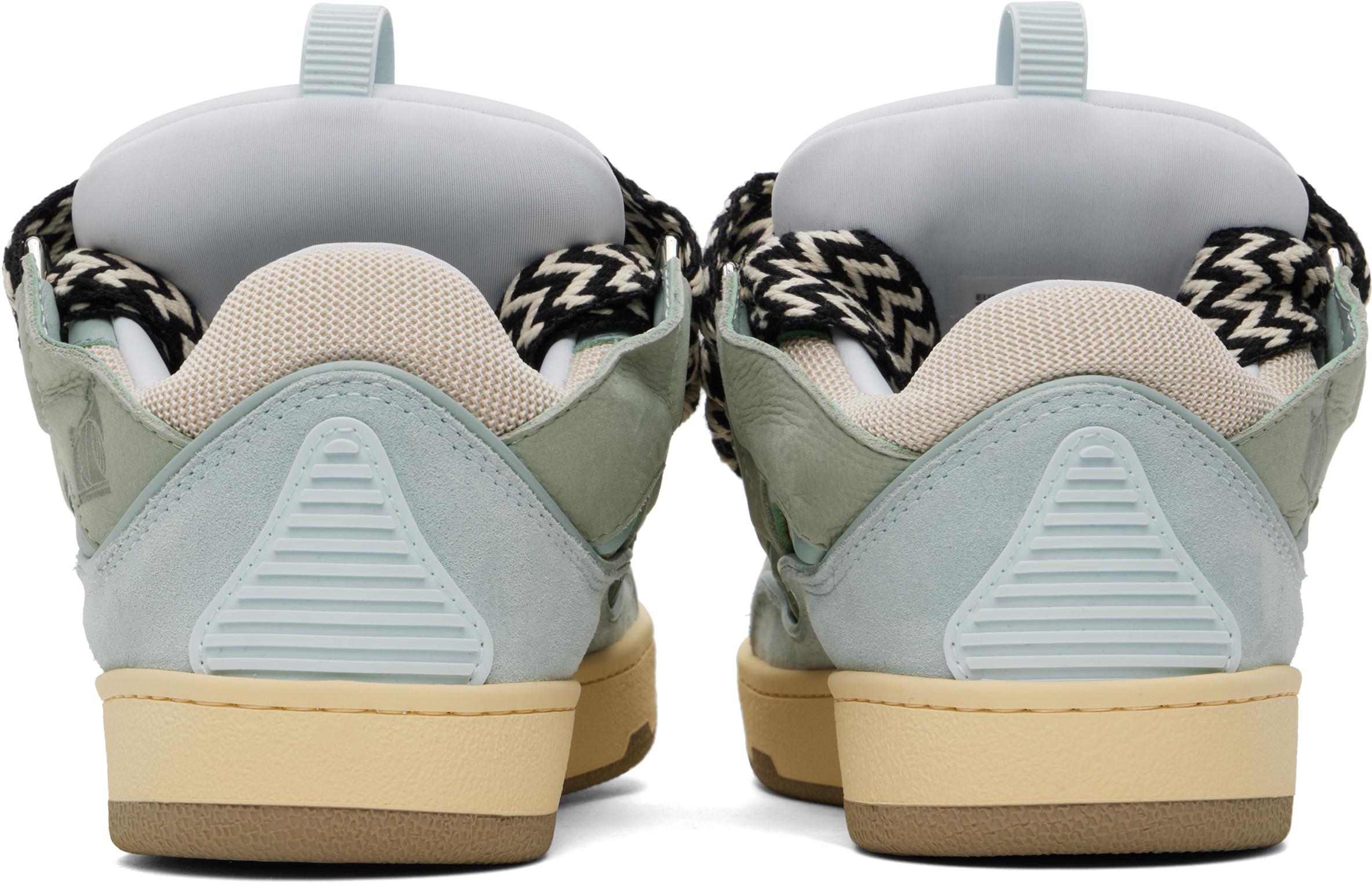 LANVIN Suede Leather Curb Sneakers Men In Blue Product Image