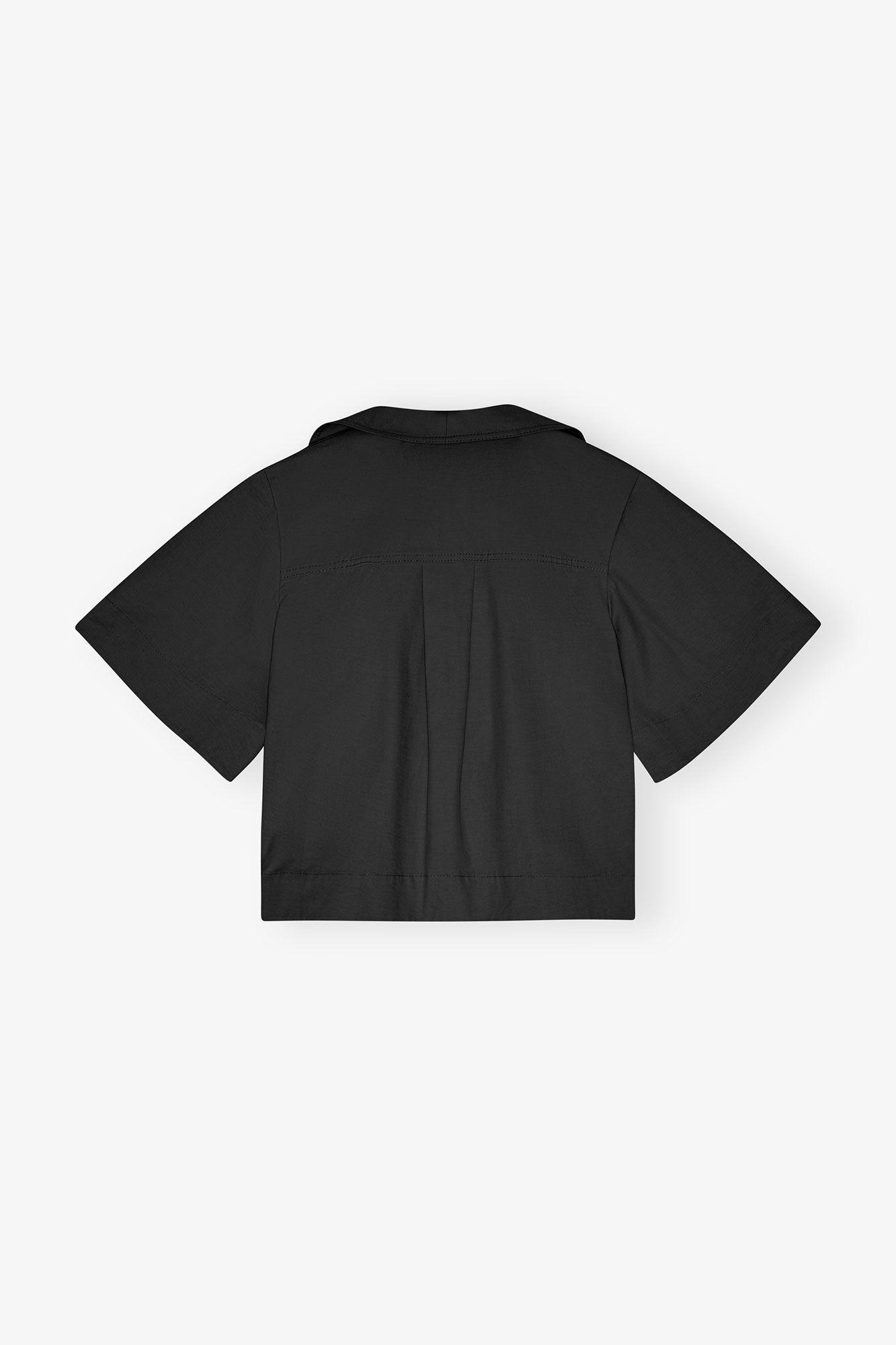 Black Stretch Cotton Blouse Product Image