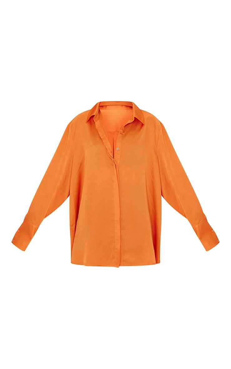 Orange Oversized Satin Shirt Product Image