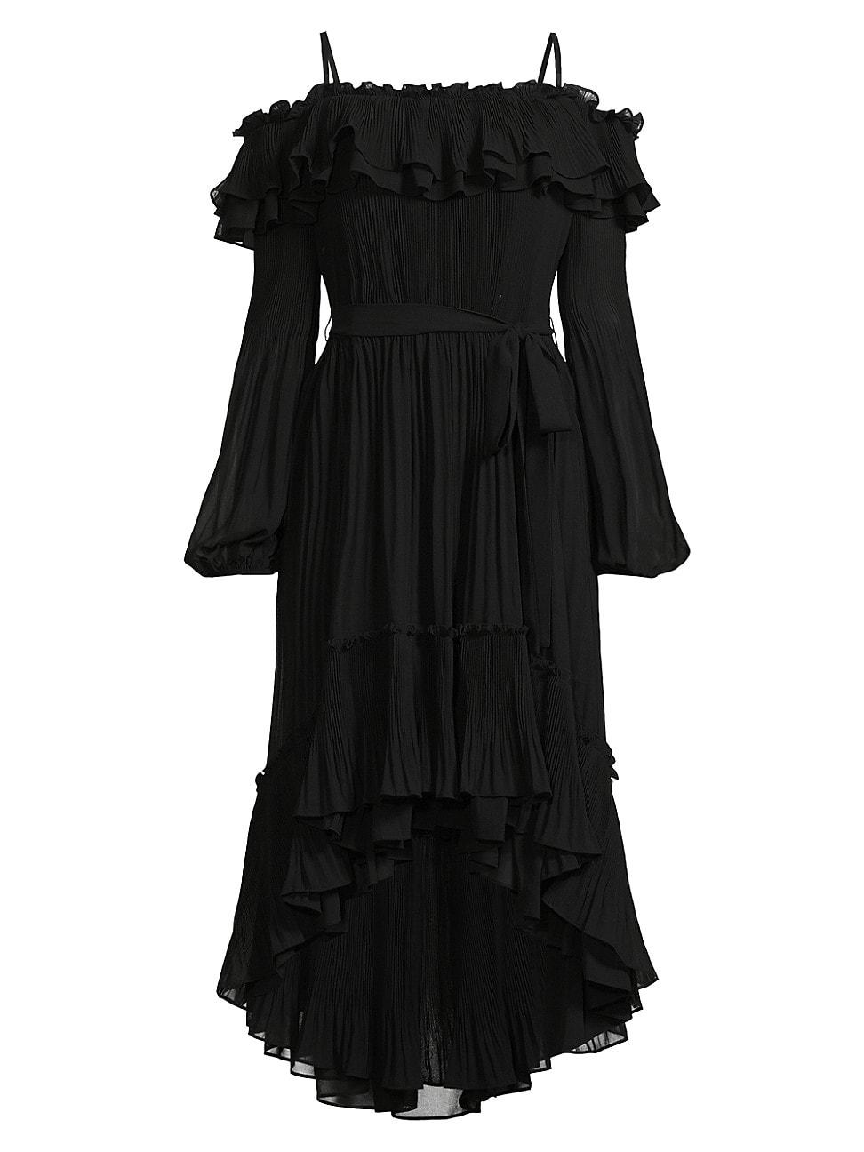 Womens Holland Pleated Ruffled High-Low Dress Product Image