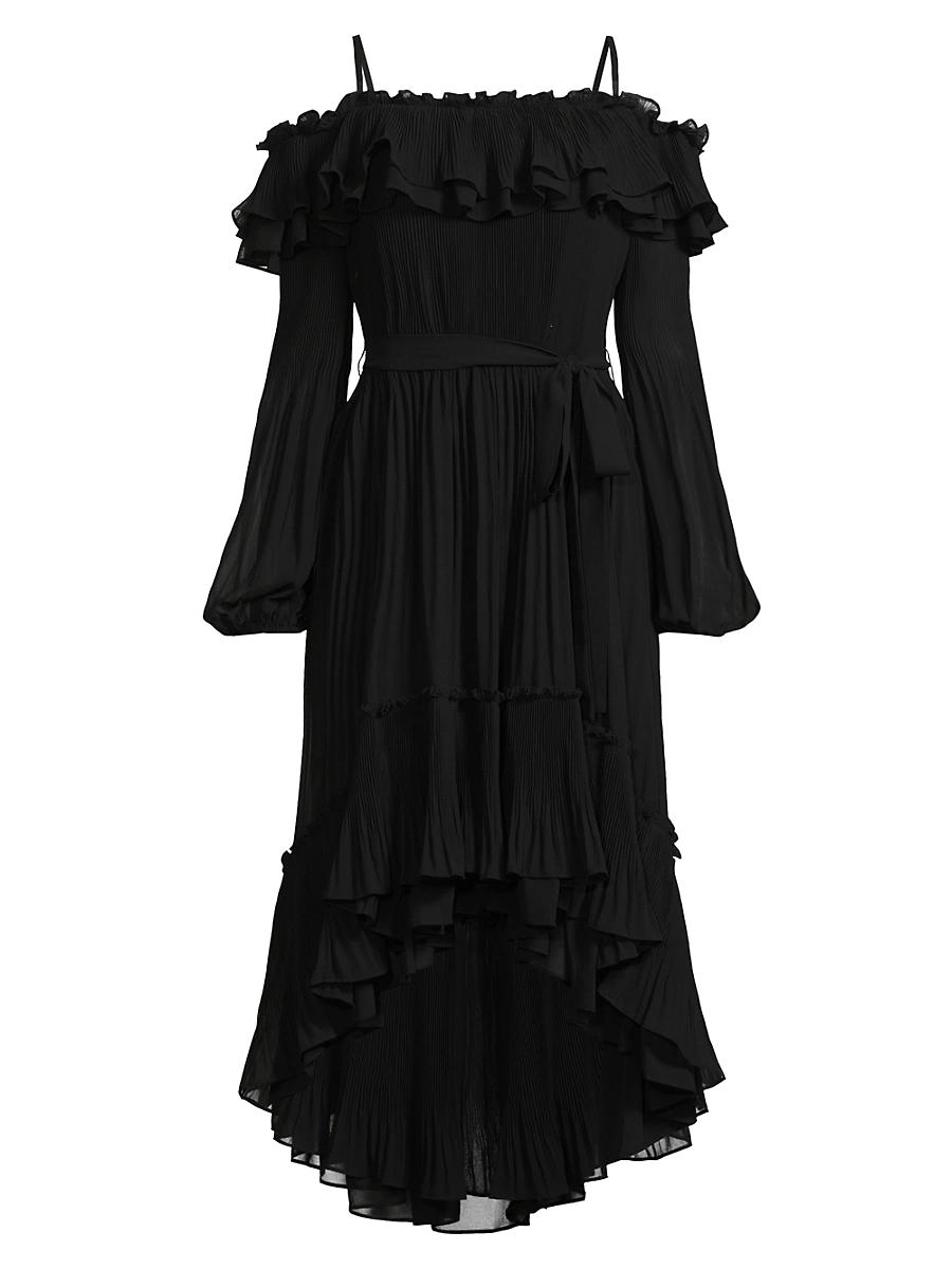 Womens Holland Pleated Ruffled High-Low Dress Product Image