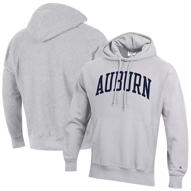 Men's Champion Heathered Gray Auburn Tigers Team Arch Reverse Weave Pullover Hoodie,  Product Image