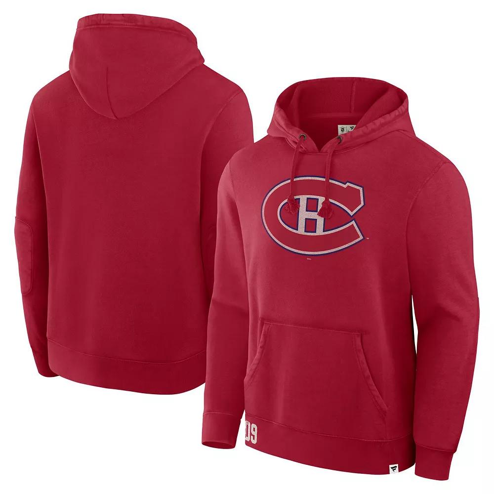 Men's Fanatics Cardinal Montreal Canadiens Decades Collection Tradition Fleece Pullover Hoodie,  Product Image