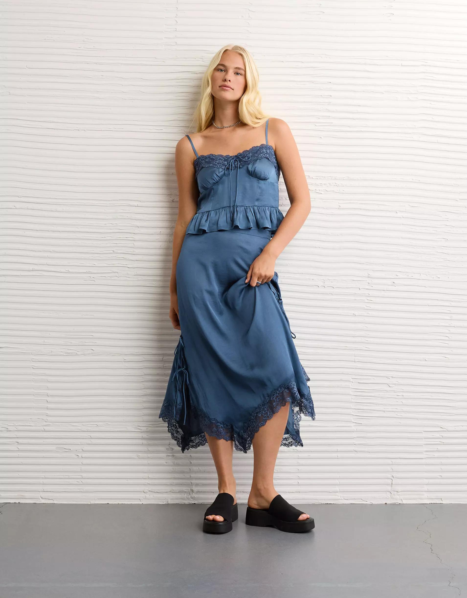 AE Satin Peplum Tank Top Product Image