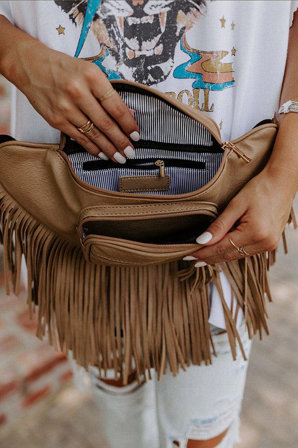 Trip Of My Life Fringe Fanny Pack In Khaki Product Image