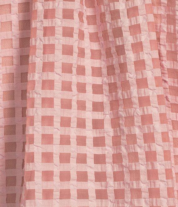 Sugarlips Plus Size Gingham Organza Split V-Neck Short Puff Sleeves Blouse Product Image