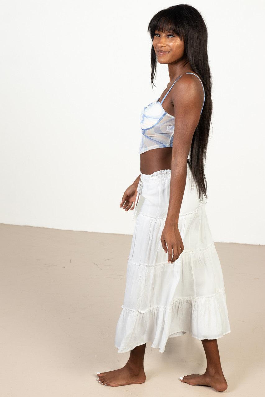 White Layered Maxi Skirt Product Image