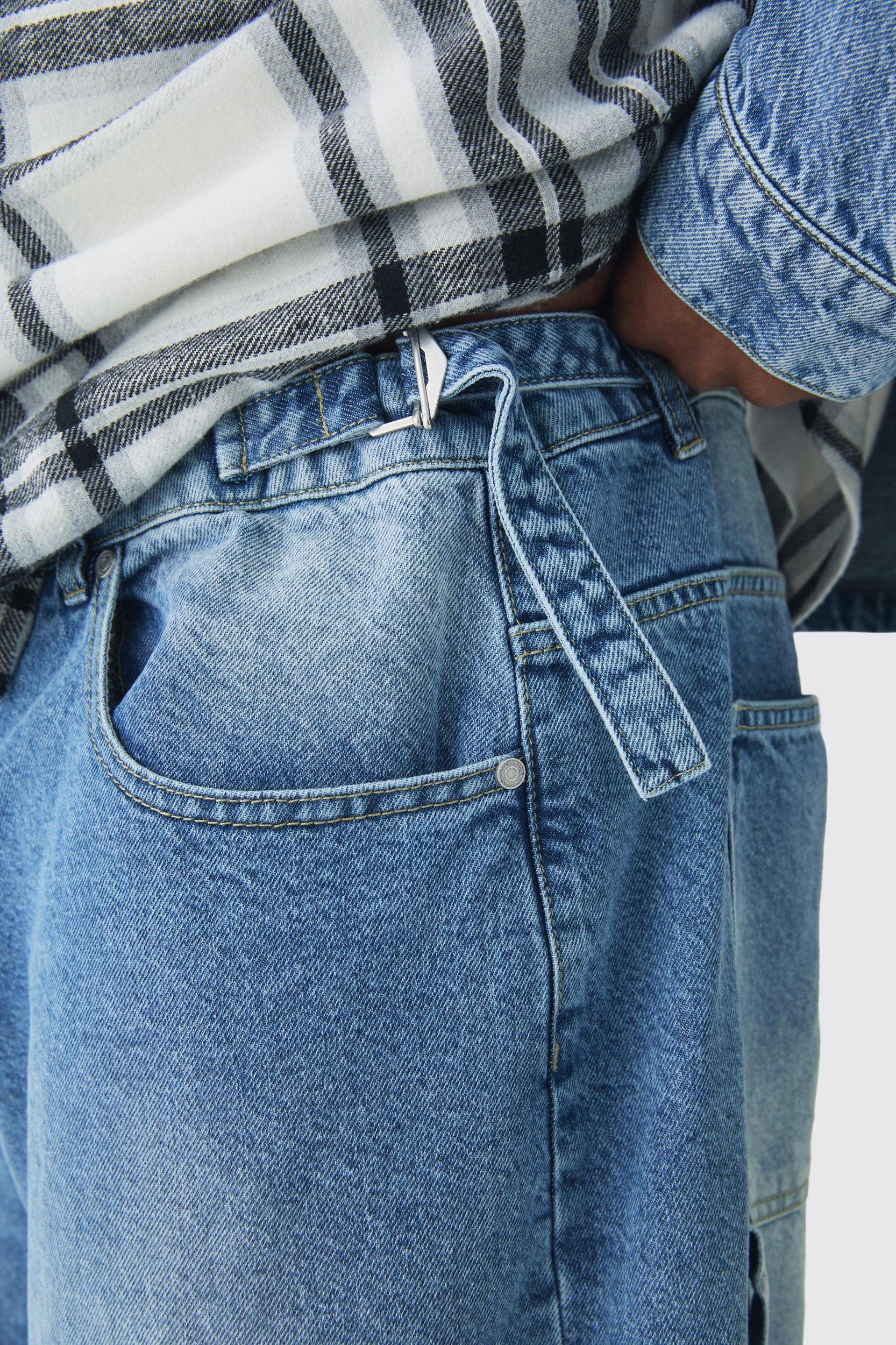 Plus Washed Adjustable Waist Baggy Carpenter Jeans | boohooMAN USA Product Image