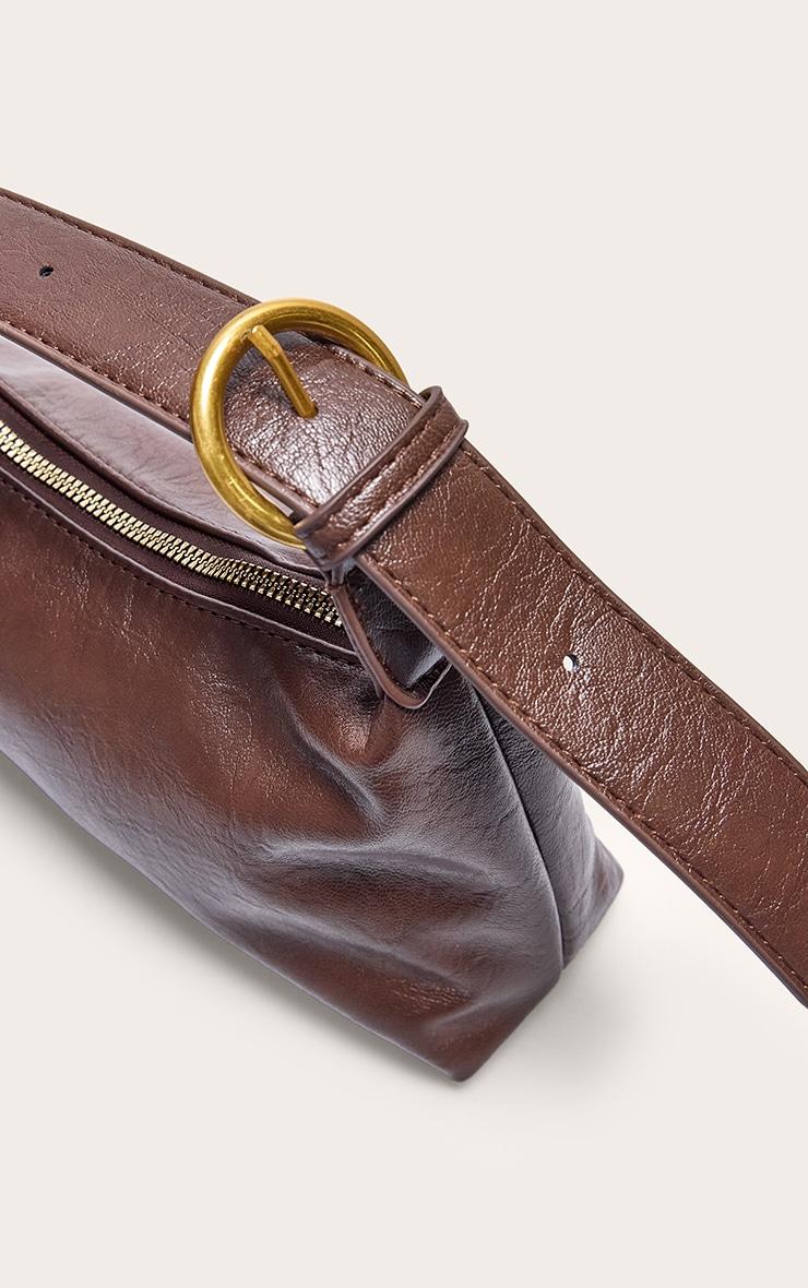Chocolate Crinkle Pu Buckle Detail Shoulder Bag Product Image