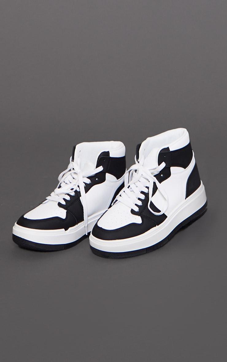 Monochrome Hi Top Lace Up Platform Sneakers Product Image