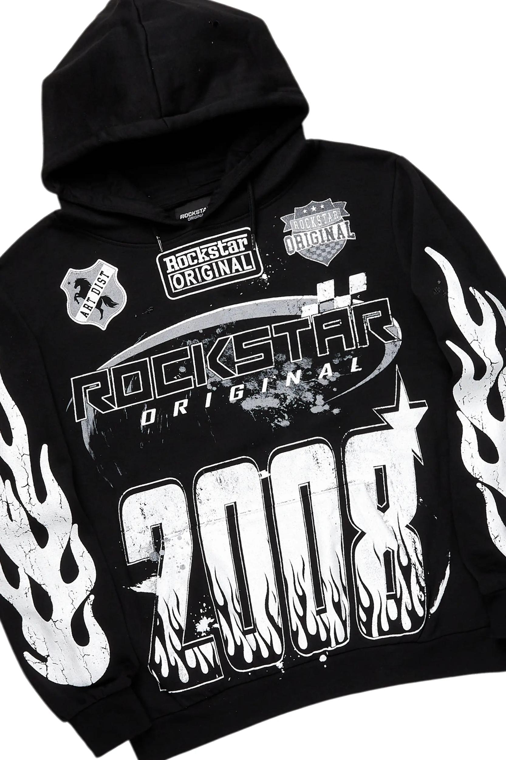 Amos Black/Red Hoodie/Stacked Flare Pant Set Male Product Image