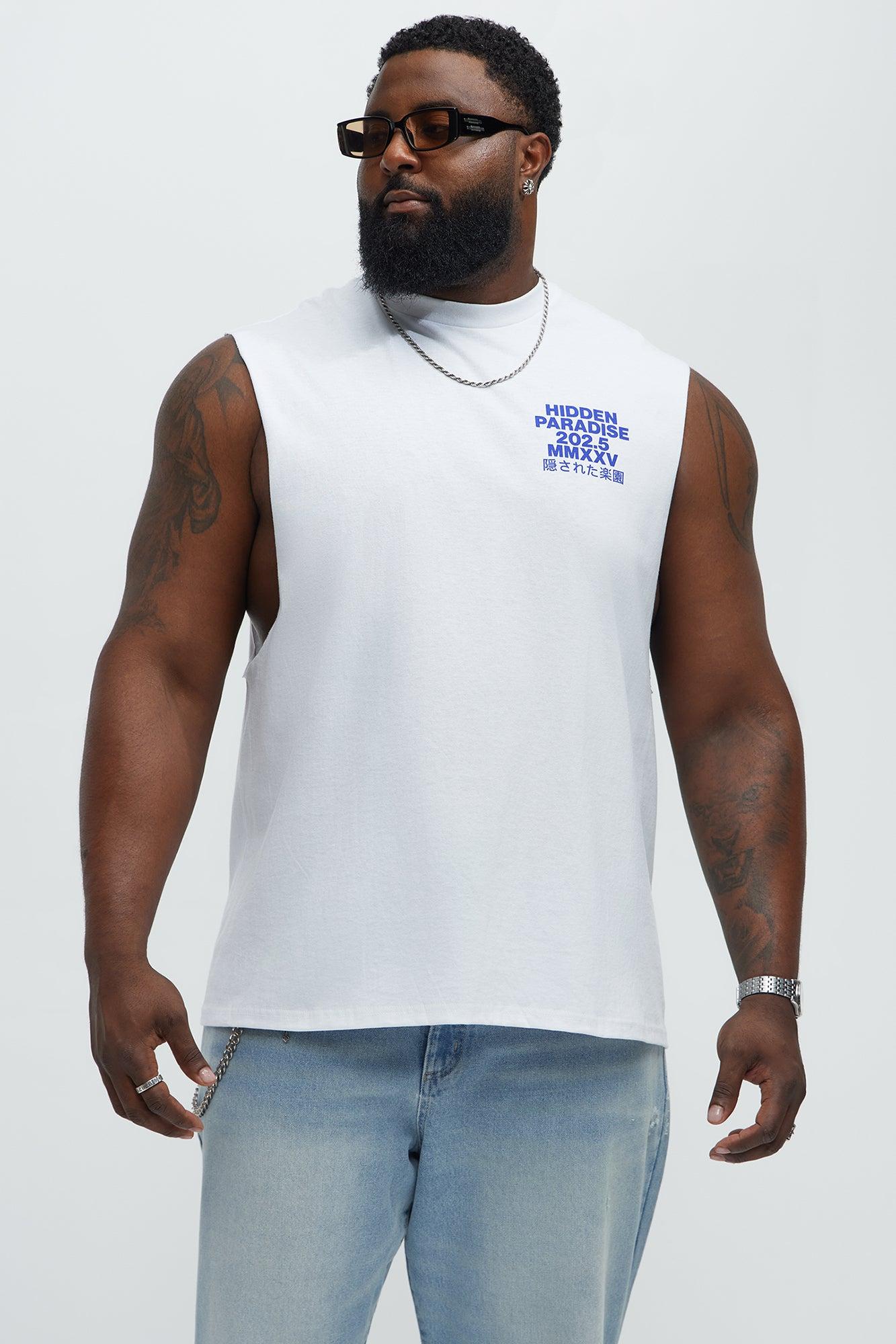 Hidden Paradise Muscle Tee - White Male Product Image
