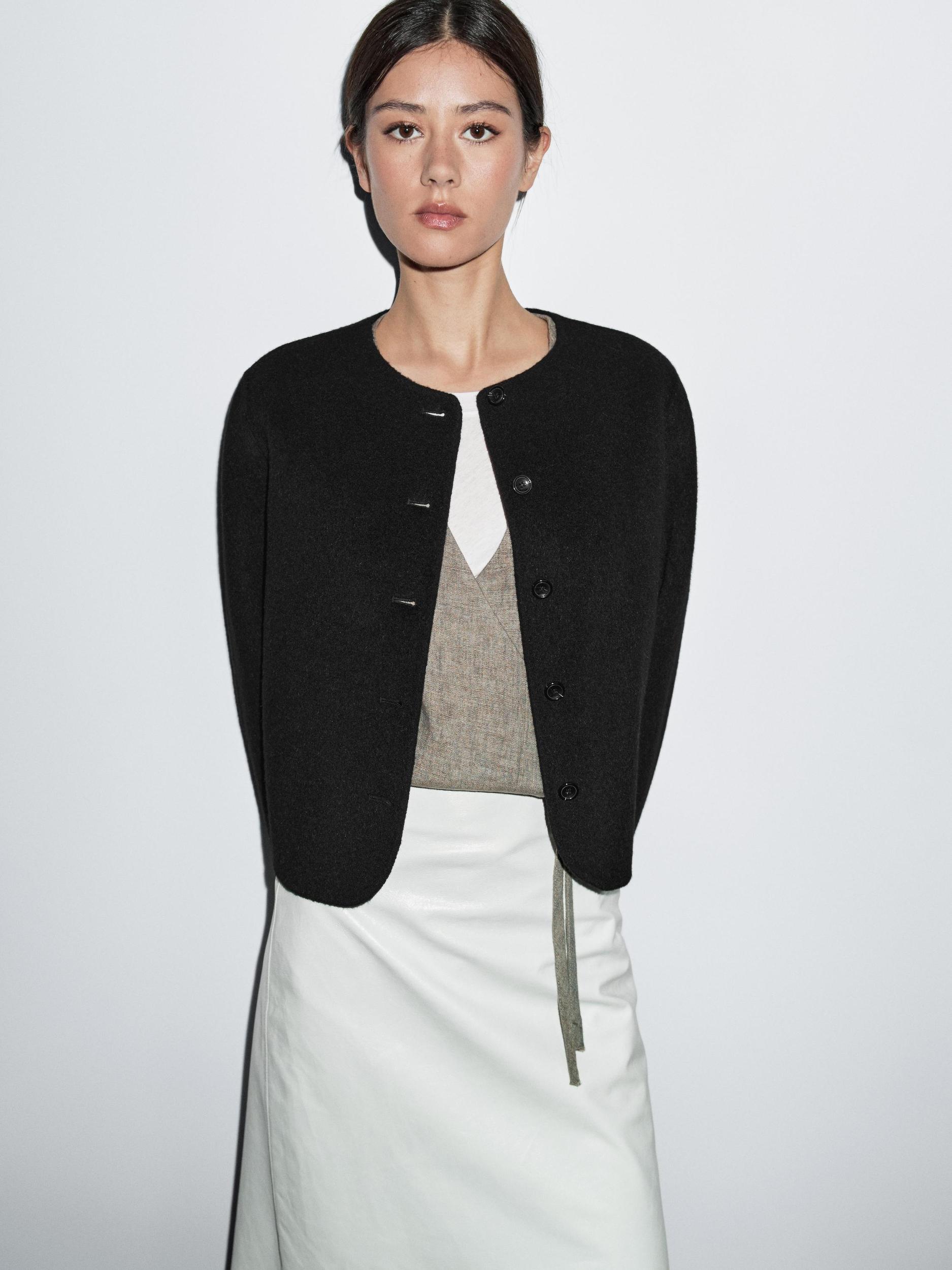 Short wool blend jacket Product Image