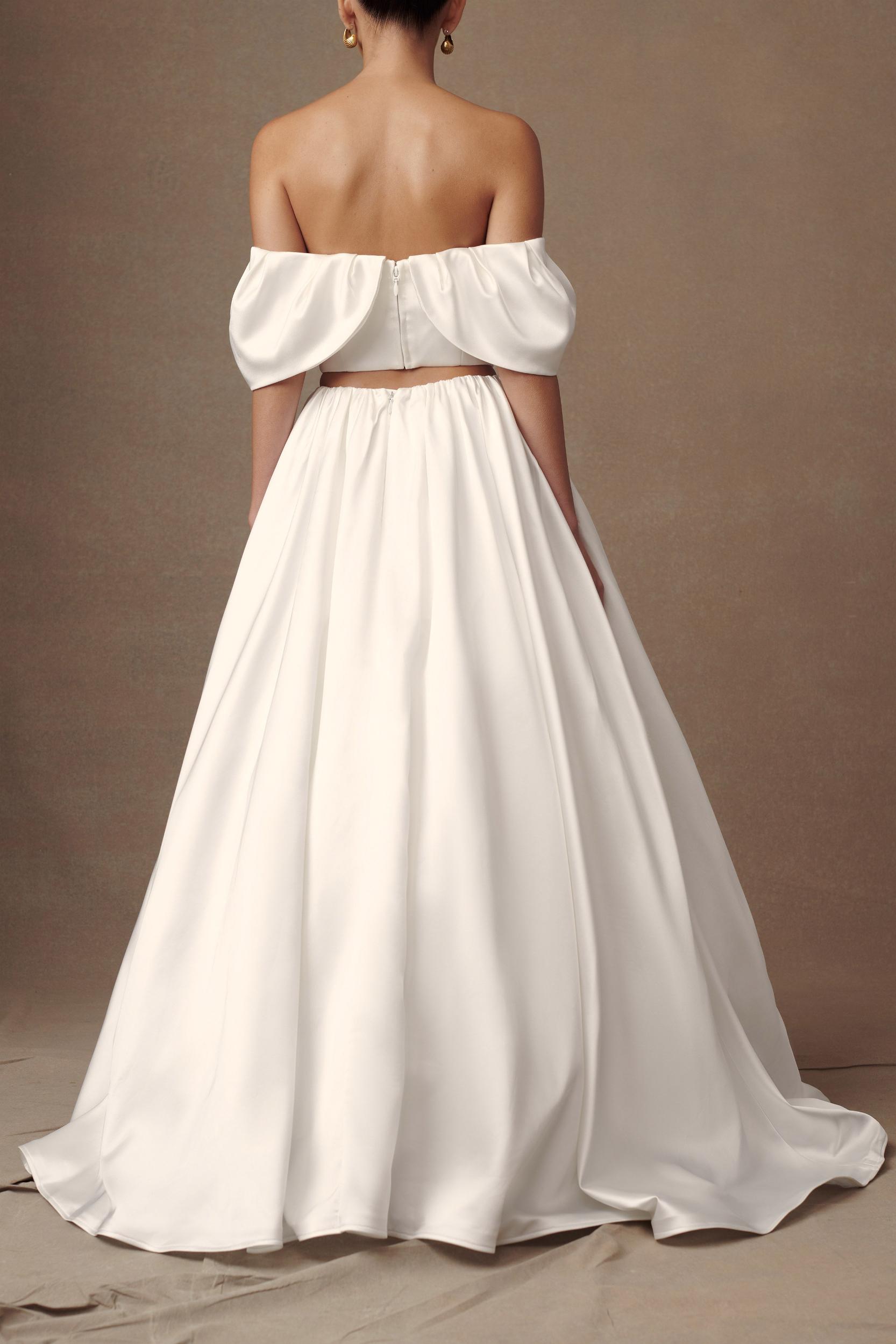 Kelsey Satin Maxi Skirt - White Product Image