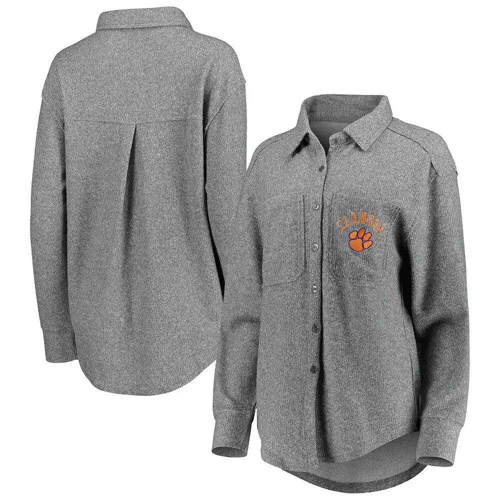 Women's Gameday Couture Gray Clemson Tigers Switch It Up Tri-Blend Button-Up Shacket,  Product Image