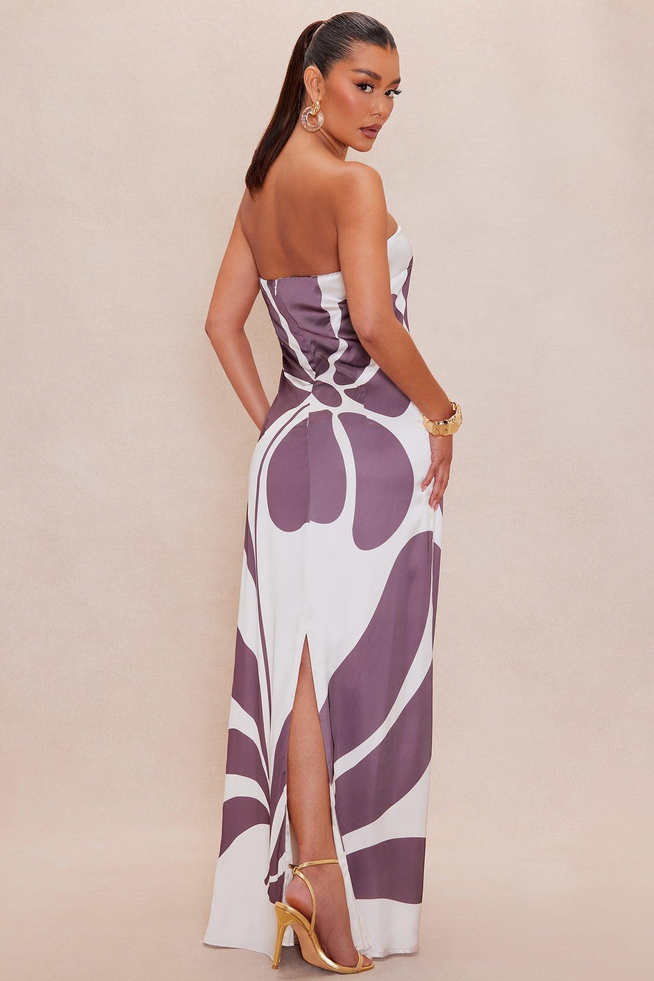 Nani Satin Maxi Dress - Brown/combo Female Product Image