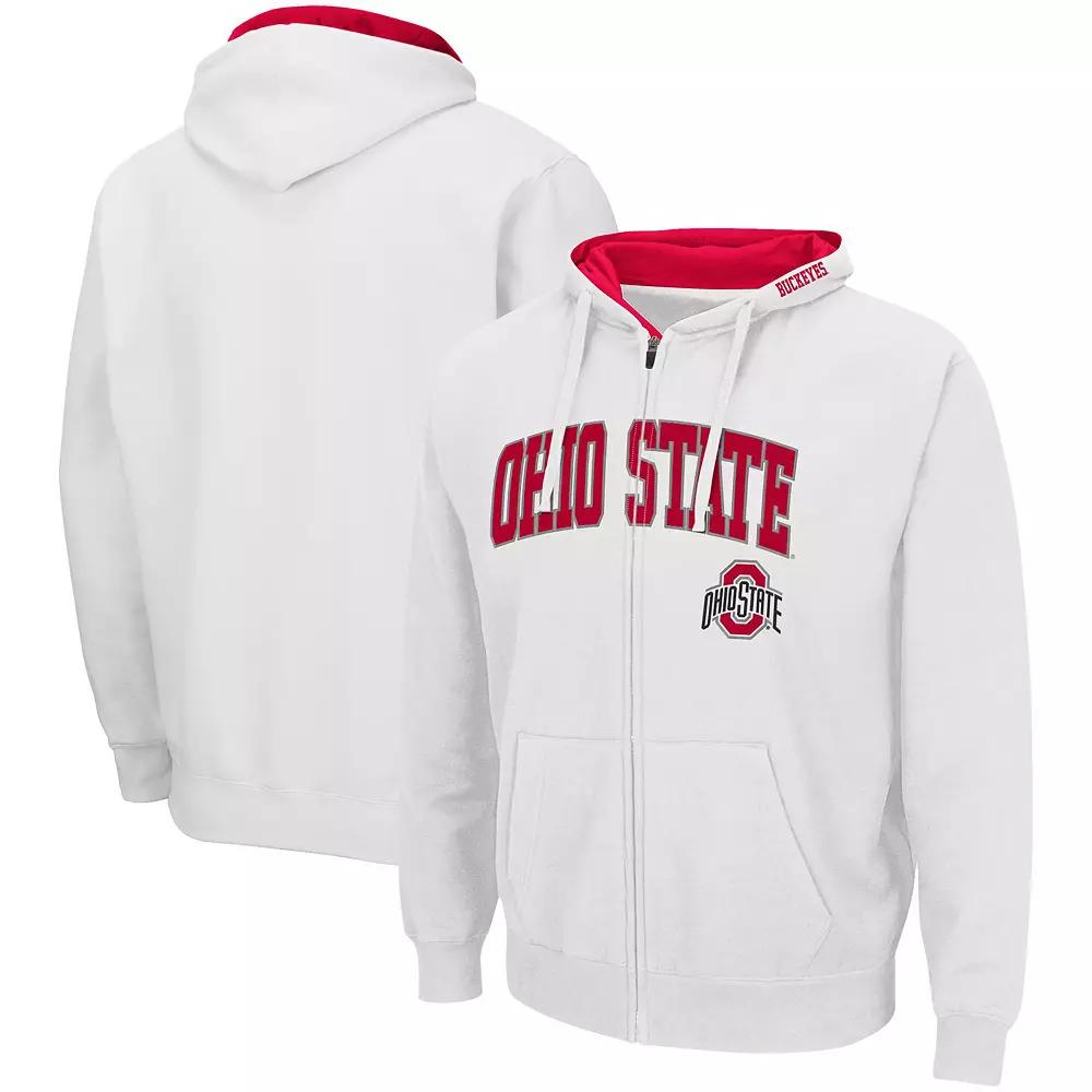 Men's Colosseum White Ohio State Buckeyes Arch & Logo 3.0 Full-Zip Hoodie,  Product Image