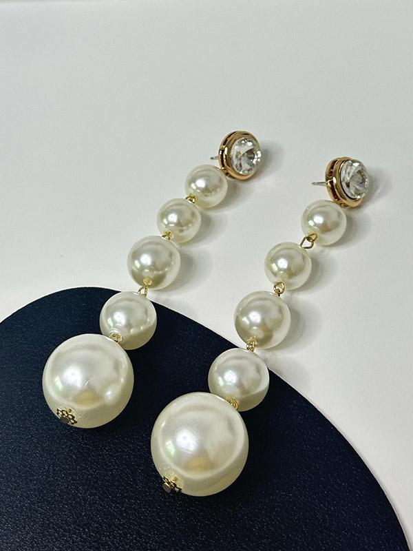 Beaded Geometric Shiny Earrings Accessories Product Image