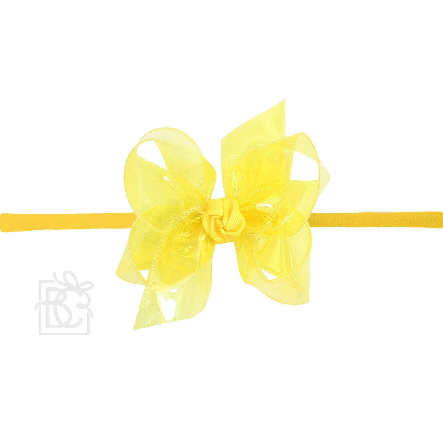 1/4" PANTYHOSE HEADBAND W/WATERPROOF BOW: 5.5" Huge - 2.5" Ribbon / AQUA Product Image