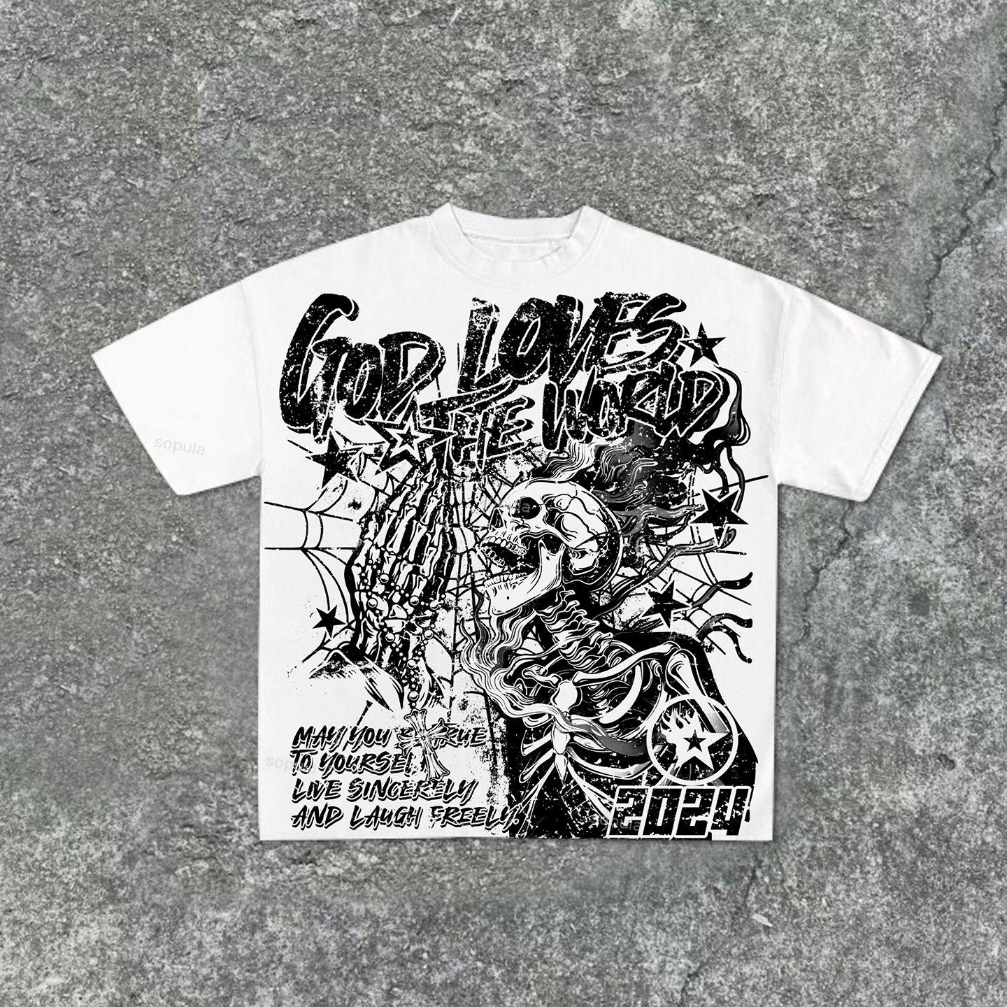 God Loves The World Vintage Graphic Cotton T-Shirt Product Image