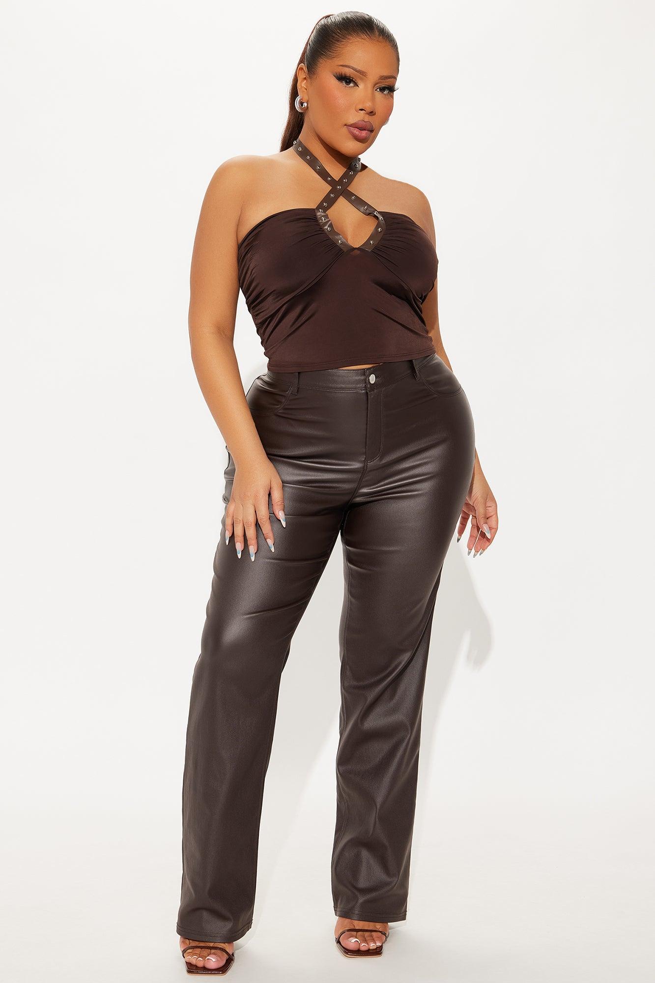 On Track Ruched Halter Top - Brown Female Product Image