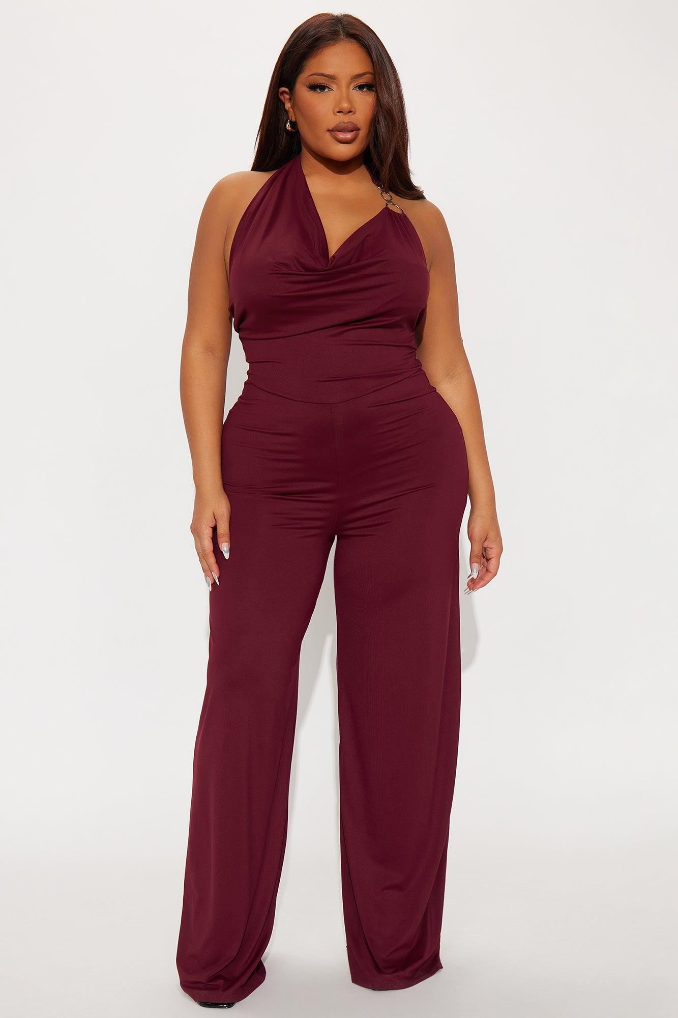 Bring It Back Jumpsuit - Burgundy Female Product Image