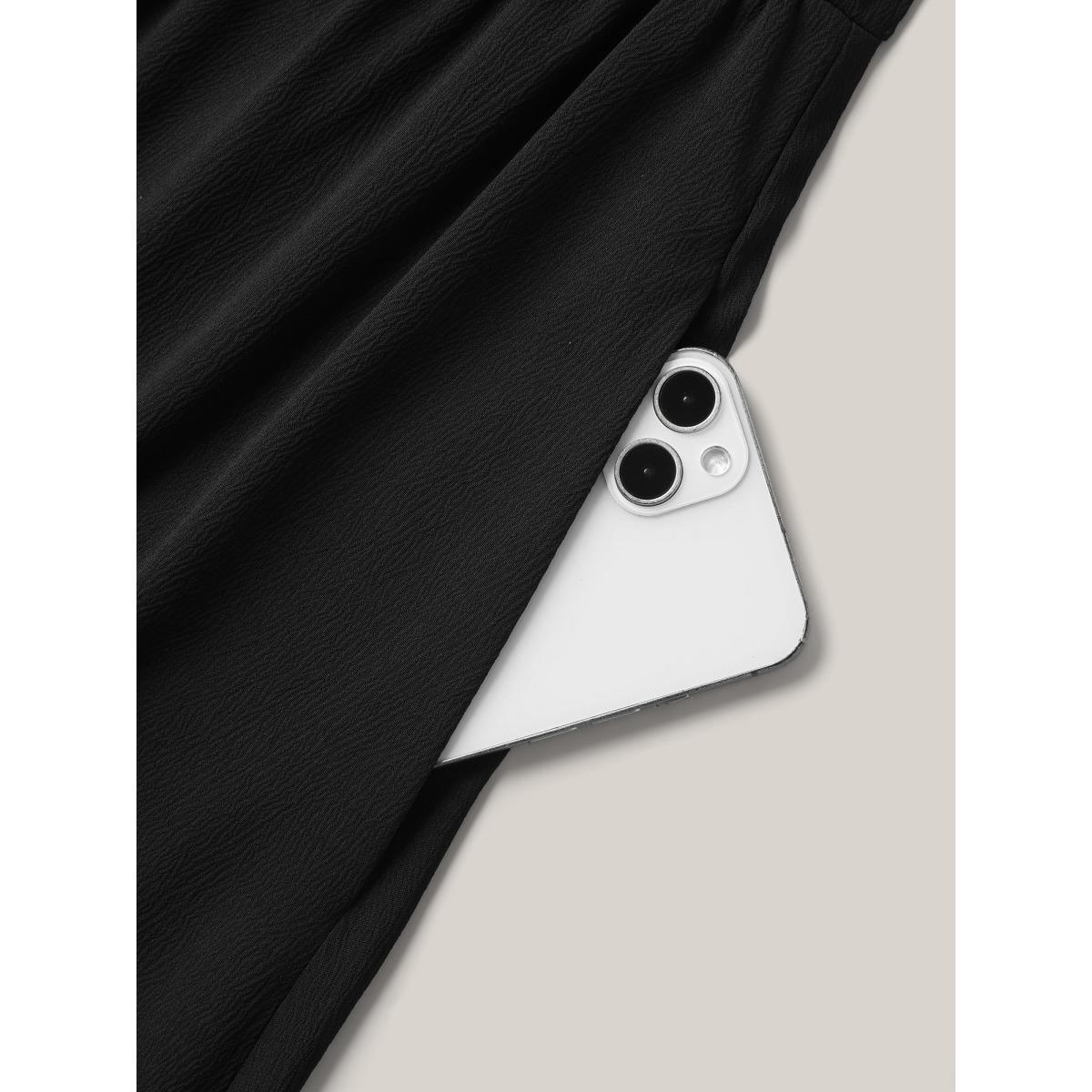 Plus Size Woven Plain Floral Neckline Sleeveless Midi Dress Black Women Elegant Woven ribbon&lace trim V-neck Sleeveless Curvy BloomChic 30/6X Product Image