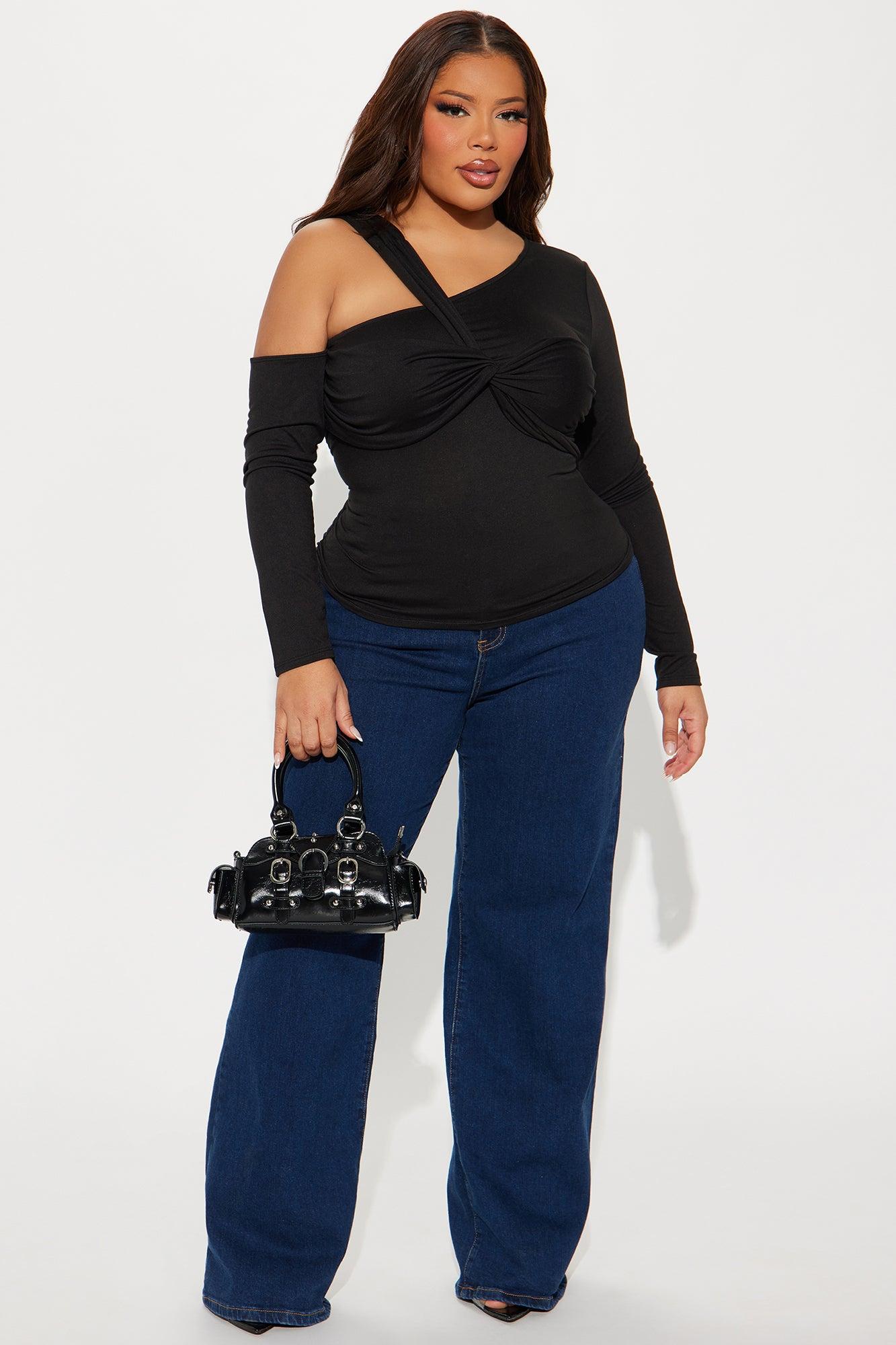 Emory Twist Off Shoulder Top - Black Product Image