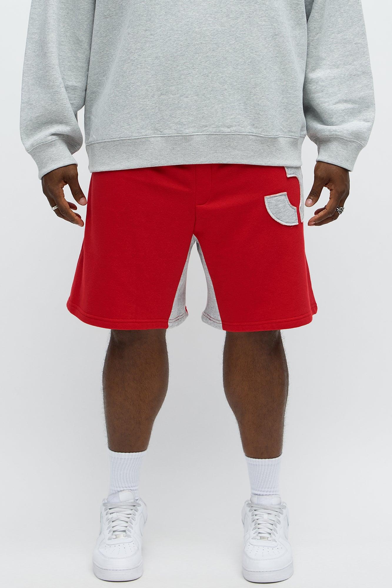 Tyson Relaxed Number 3 Patch Sweatshorts - Red/combo Male Product Image