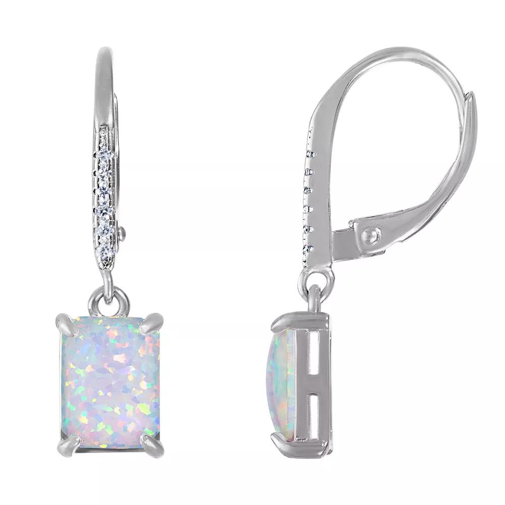 Sterling Silver Lab-Created Opal Drop Earrings, Women's Product Image