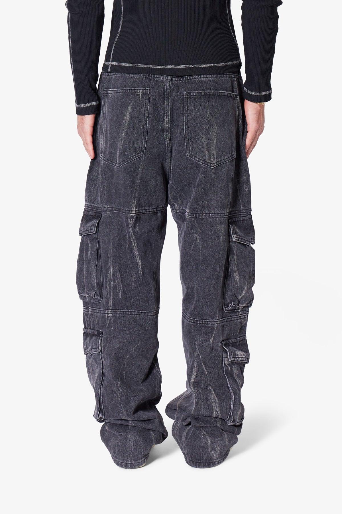 Ultra Baggy Asphalt Cargo Denim - Washed Black Product Image