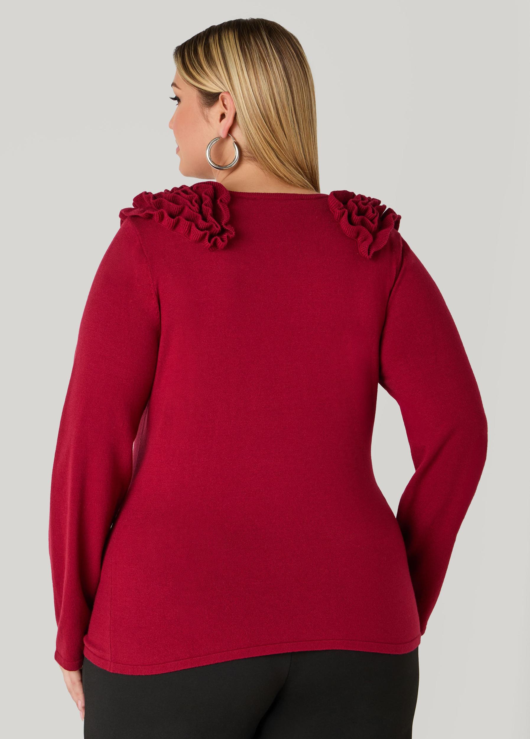 Plus Size Ruffled Sweater Ashley Stewart Product Image
