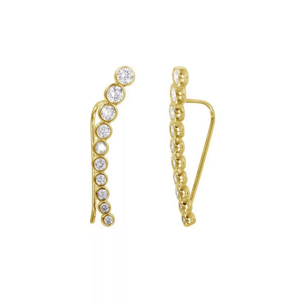 Adornia 14k Gold Plated Cubic Zirconia Climber Earrings, Women's, Gold Tone Product Image