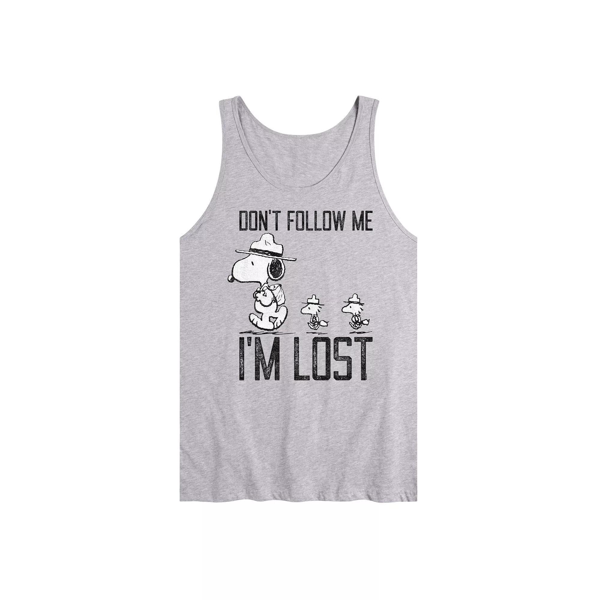 Men's Peanuts Snoopy Woodstock Don't Follow Me I'm Lost Graphic Tank Top,  Product Image