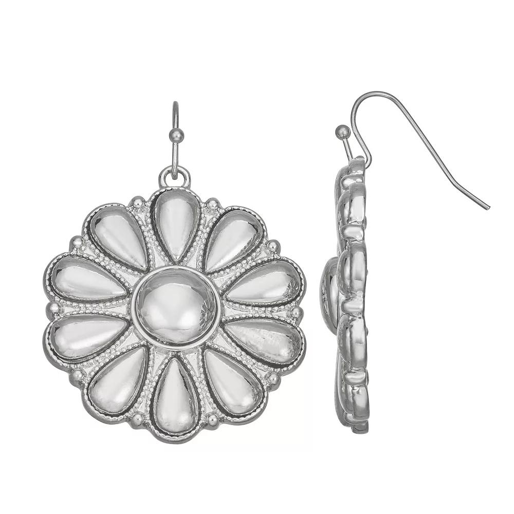 Emberly Dangle Flower Earrings, Women's, Silver Tone Product Image