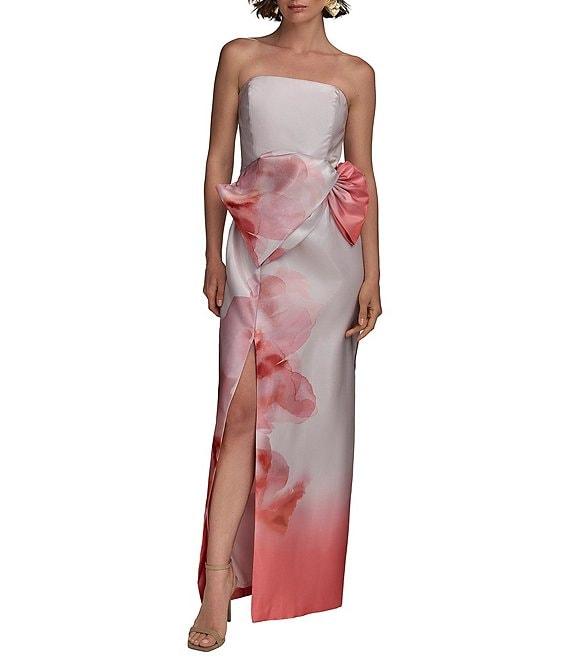 Donna Karan Strapless Bow Front Printed Sheath Dress Product Image