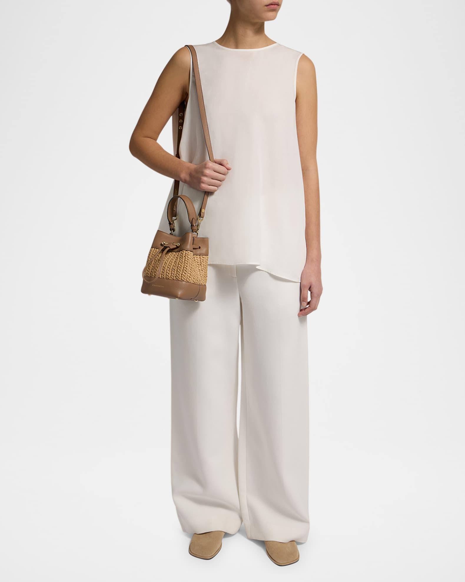 Osette Drawstring Raffia Bucket Bag Product Image