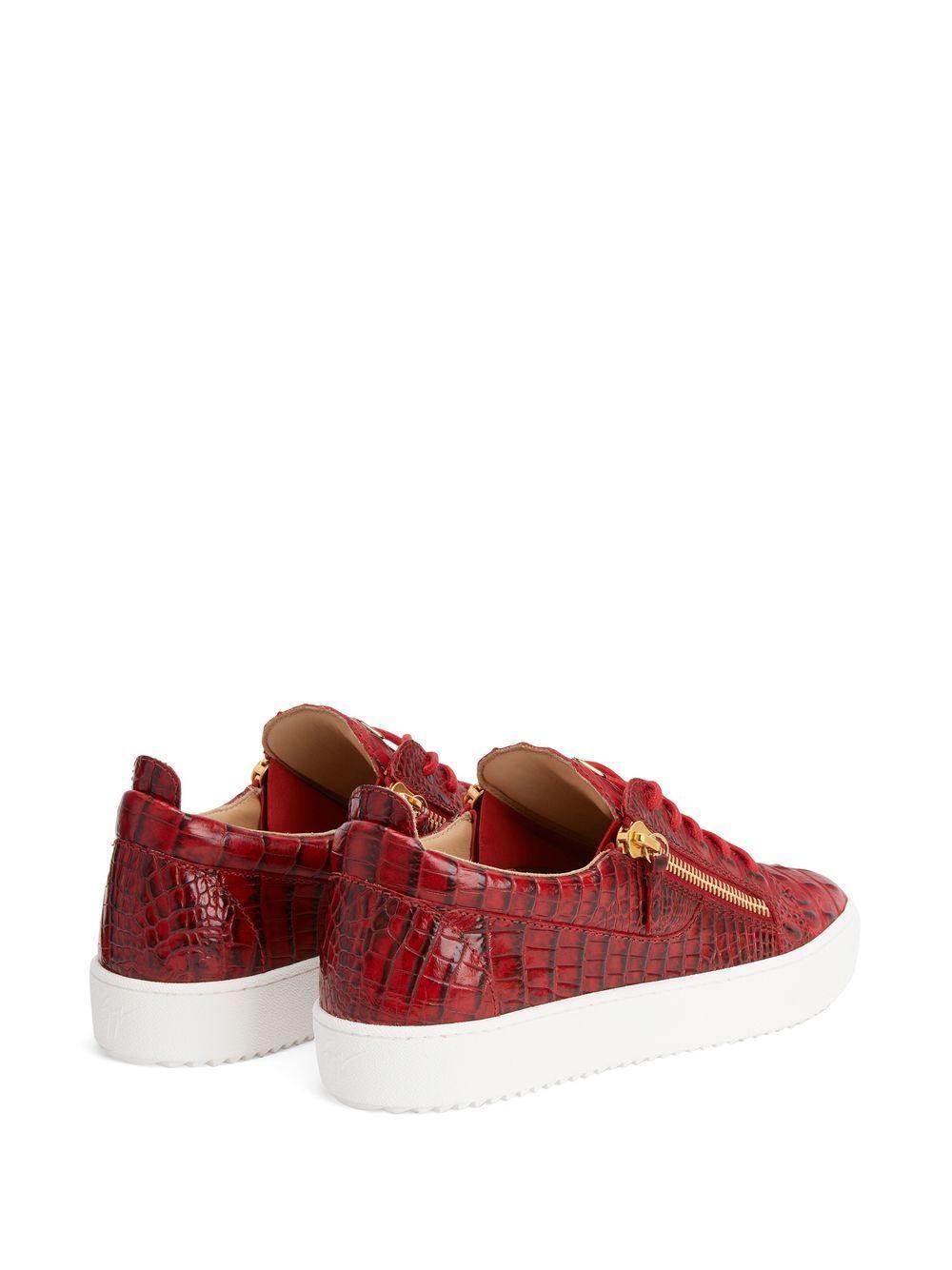 Frankie crocodile-embossed low-top sneakers Product Image