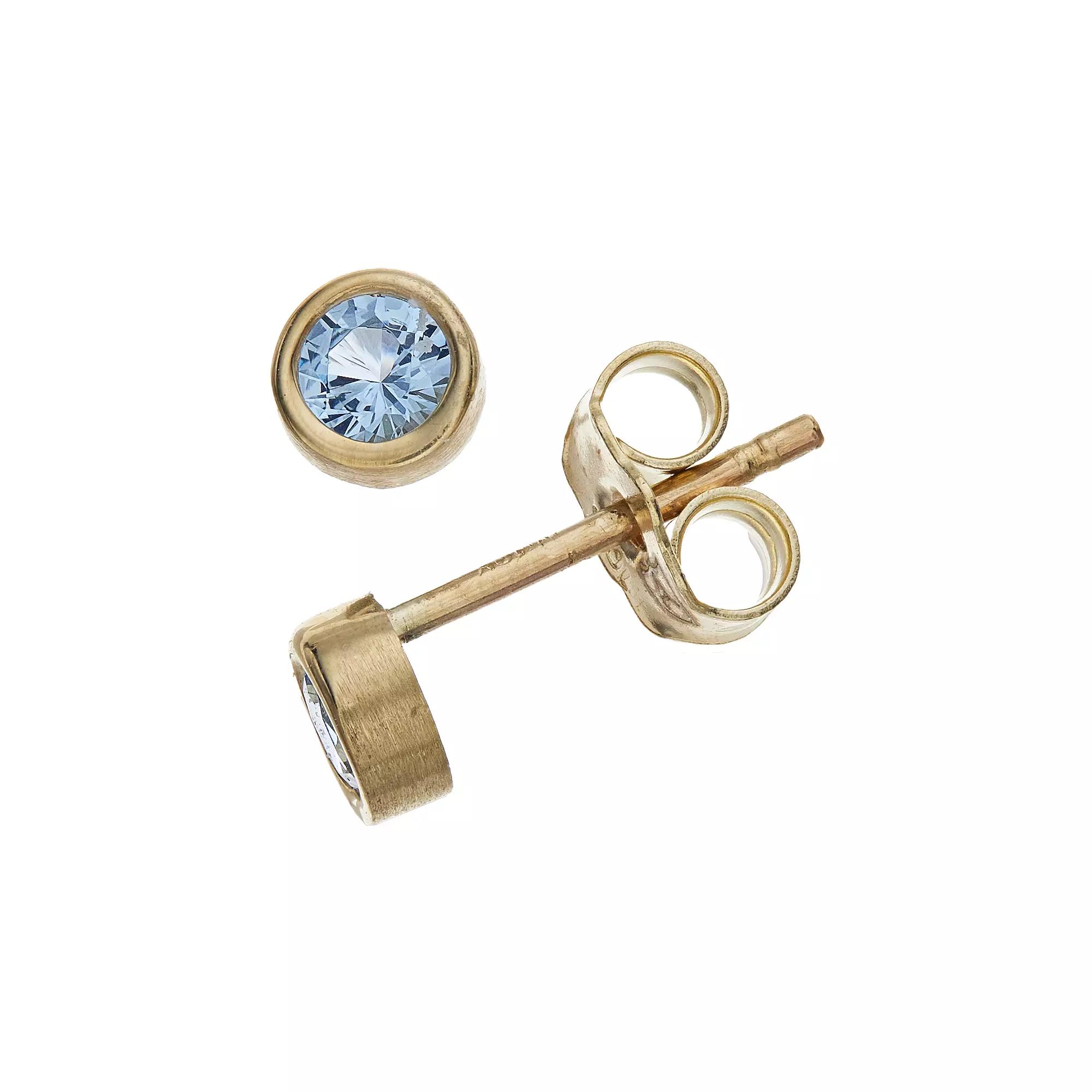 Kristen Kesho 10k Gold Round Birthstone Bezel Stud Earrings, Women's, December Product Image