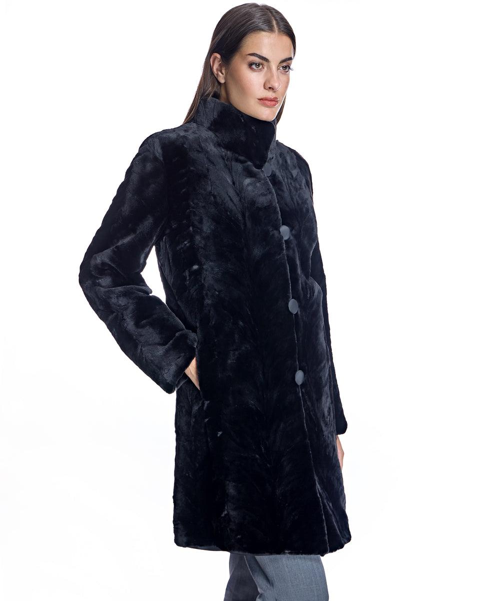 Reversible Sheared  Mink Sections Stroller with Long Hair Mink Trims Product Image