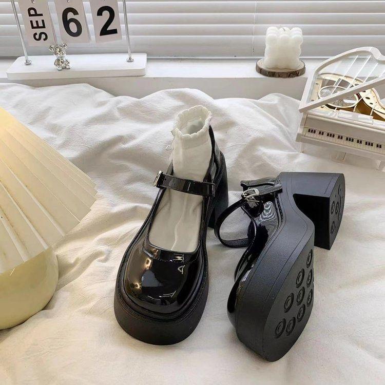 Platform Chunky Heel Mary Jane Pumps Product Image