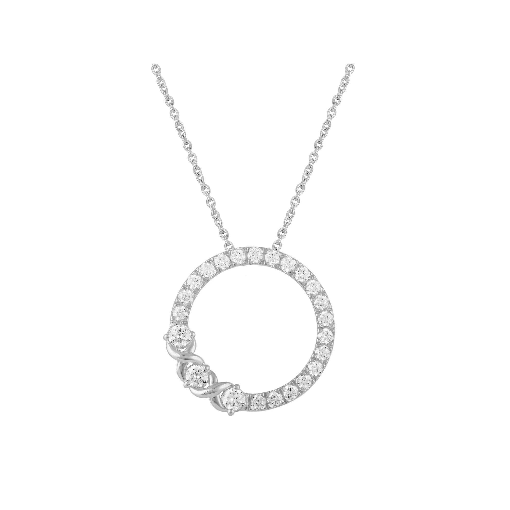 Royal Aura Sterling Silver 1 Carat T.W. Diamond Open Circle Pendant Necklace, Women's, Size: 18" Product Image