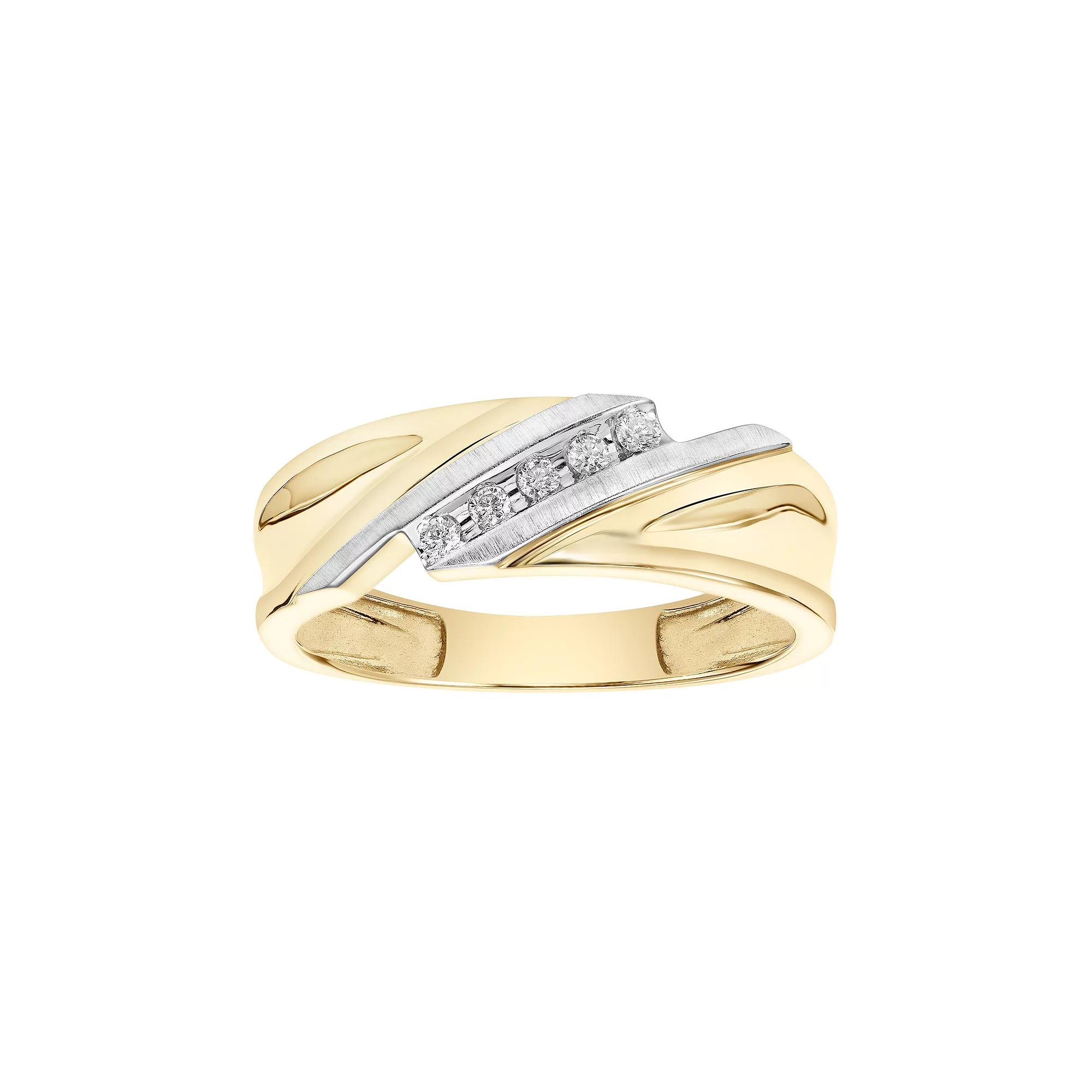 AXL Men's 10k Gold 1/10 Carat T.W. Diamond Bypass Wedding Band, Size: 12, 10k 2 Tone Product Image