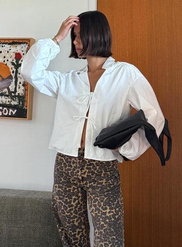 Top Model Low Rise Straight Leg Jeans Leopard Product Image