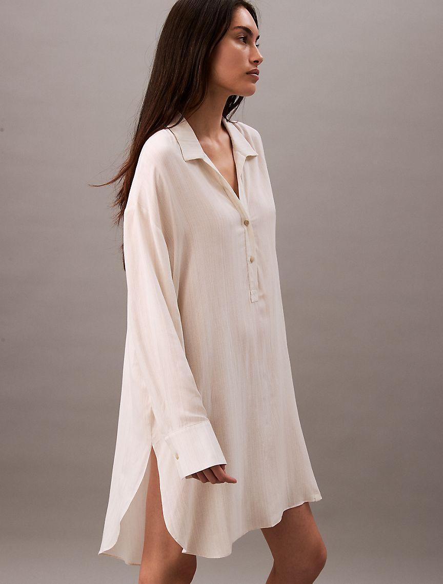 Woven Viscose Relaxed Shirt Dress Product Image