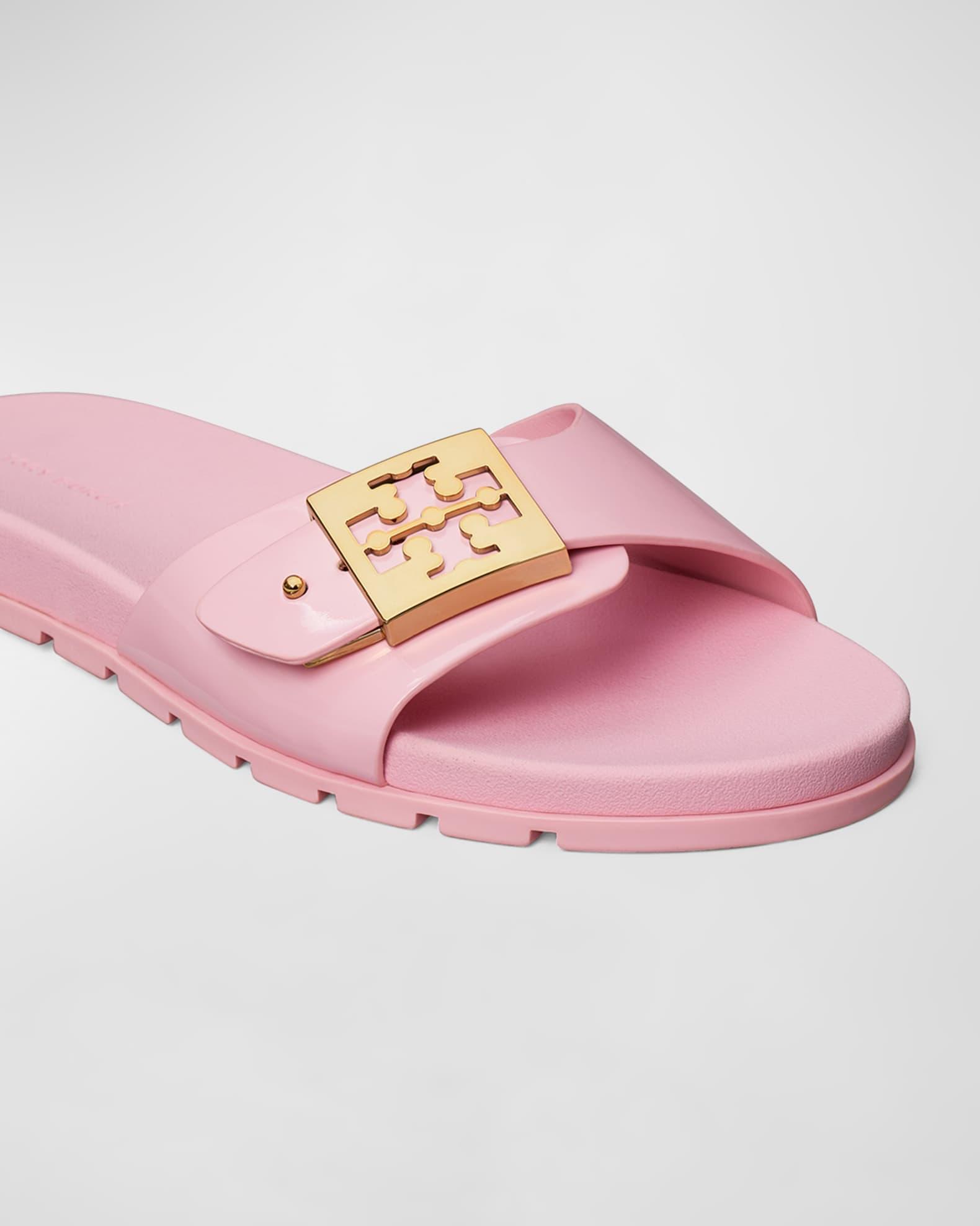Glossy Buckle Slide Sandals Product Image