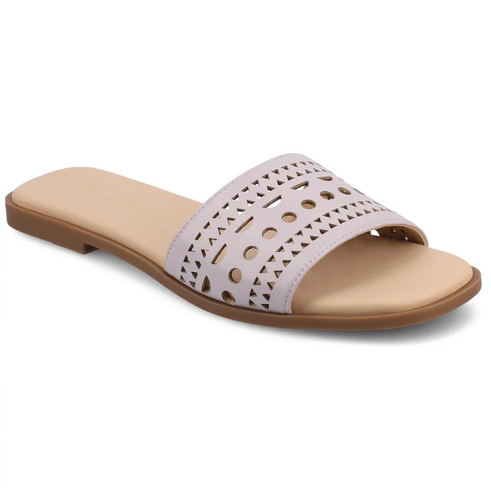 Journee Brodie Women's Geometric Cut Out Band Slide Sandals,  Product Image